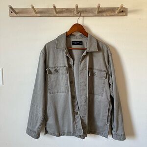 Abercrombie Cotton Utility Shirt Jacket Taupe Gray Size Small
